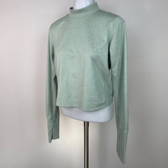 Old Navy Active Crop Top Large Green Mock Neck Cozecore Stretch Women's - Picture 3 of 12